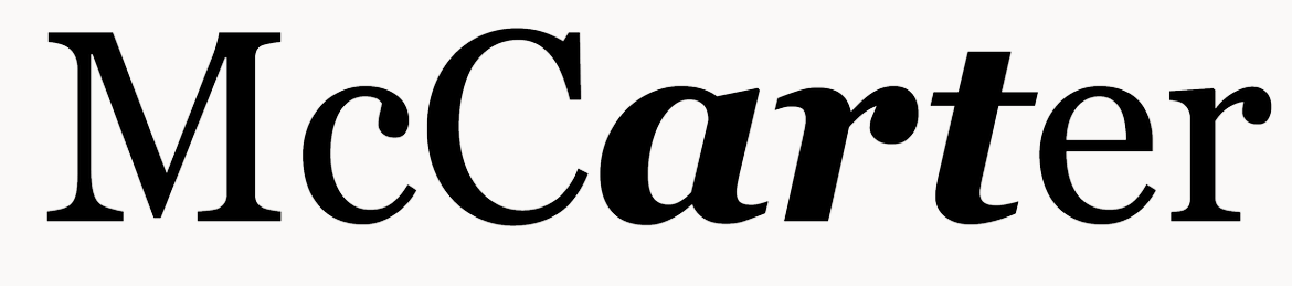 The McCarter Theatre logo in black and white featuring the word art at its center.
